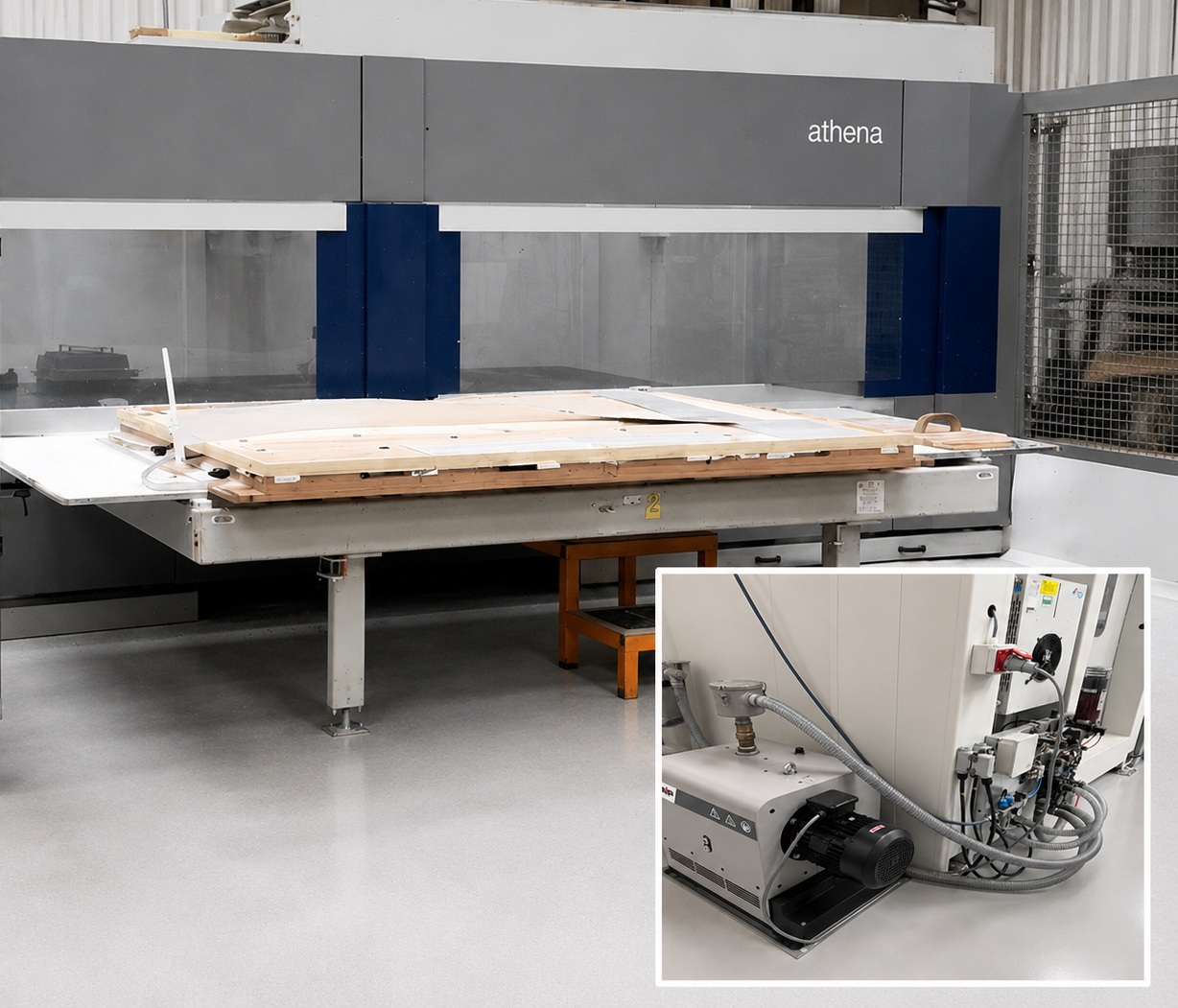 CNC woodworking vacuum bed hold down application