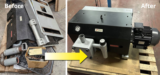 Elmo Rietschle vacuum pump before and after repair