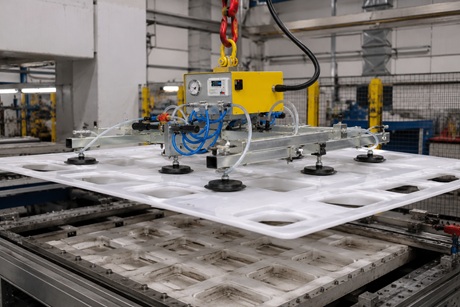 Vacuum lifting plastic moulded components