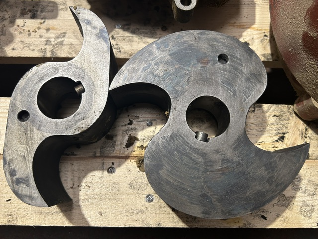 Vacuum pump claws before refurbishment